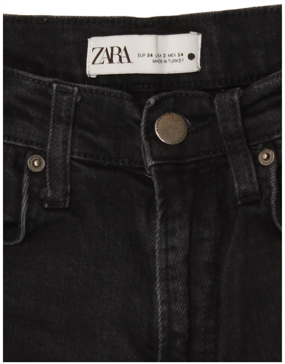 Jeans dritti da donna Zara EU 34 2XS W24 L26 Nero