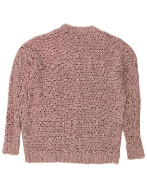 Maglione maglione girocollo oversize da donna Marks & Spencer UK 10 piccolo rosa