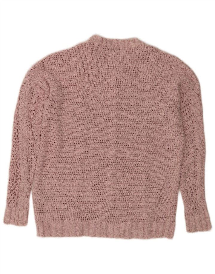 Maglione maglione girocollo oversize da donna Marks & Spencer UK 10 piccolo rosa