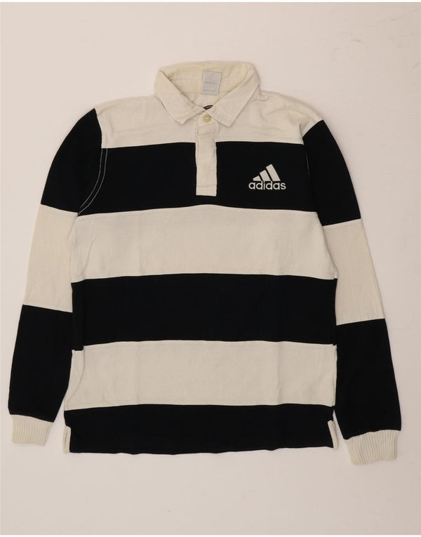 Polo da rugby da uomo con grafica grafica Adidas a maniche lunghe a righe medie nere