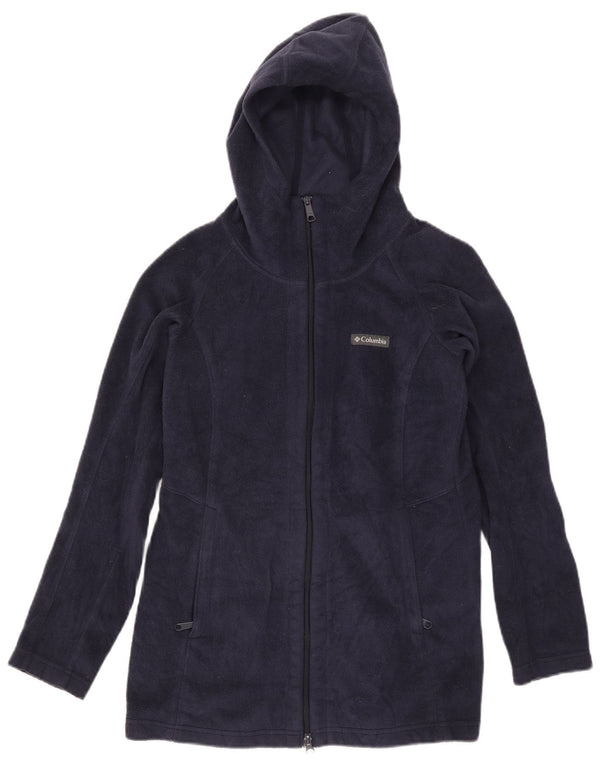 Giacca in pile con cappuccio da donna Columbia UK 14 poliestere medio blu navy