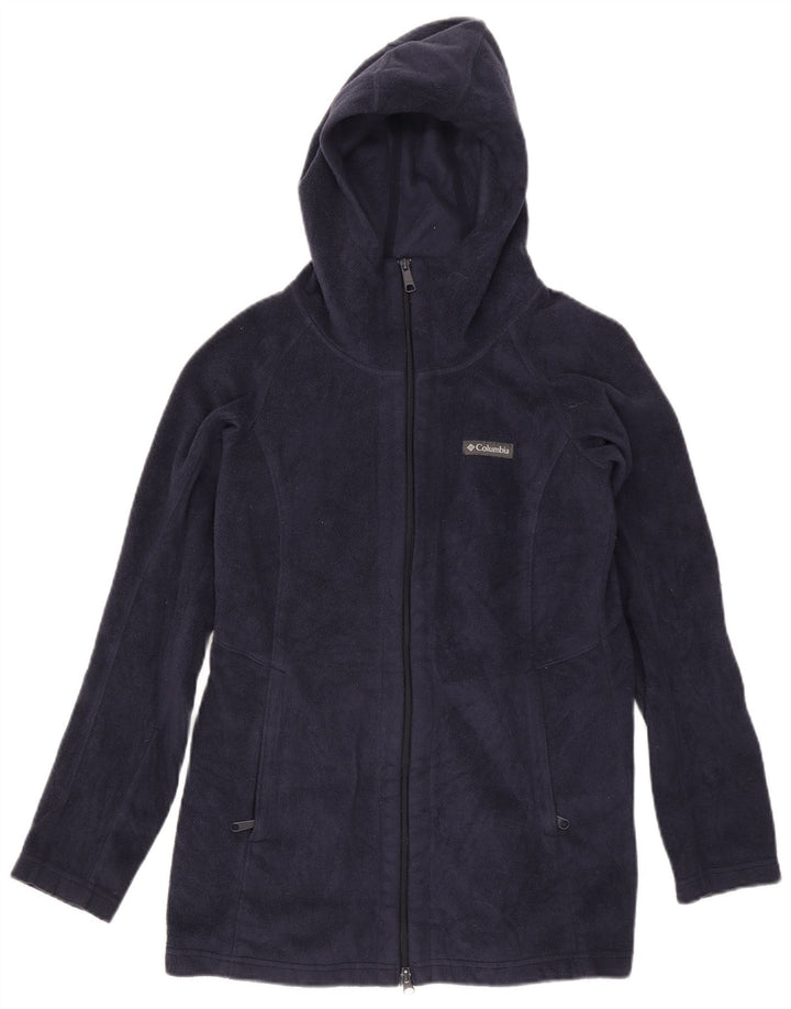 Giacca in pile con cappuccio da donna Columbia UK 14 poliestere medio blu navy