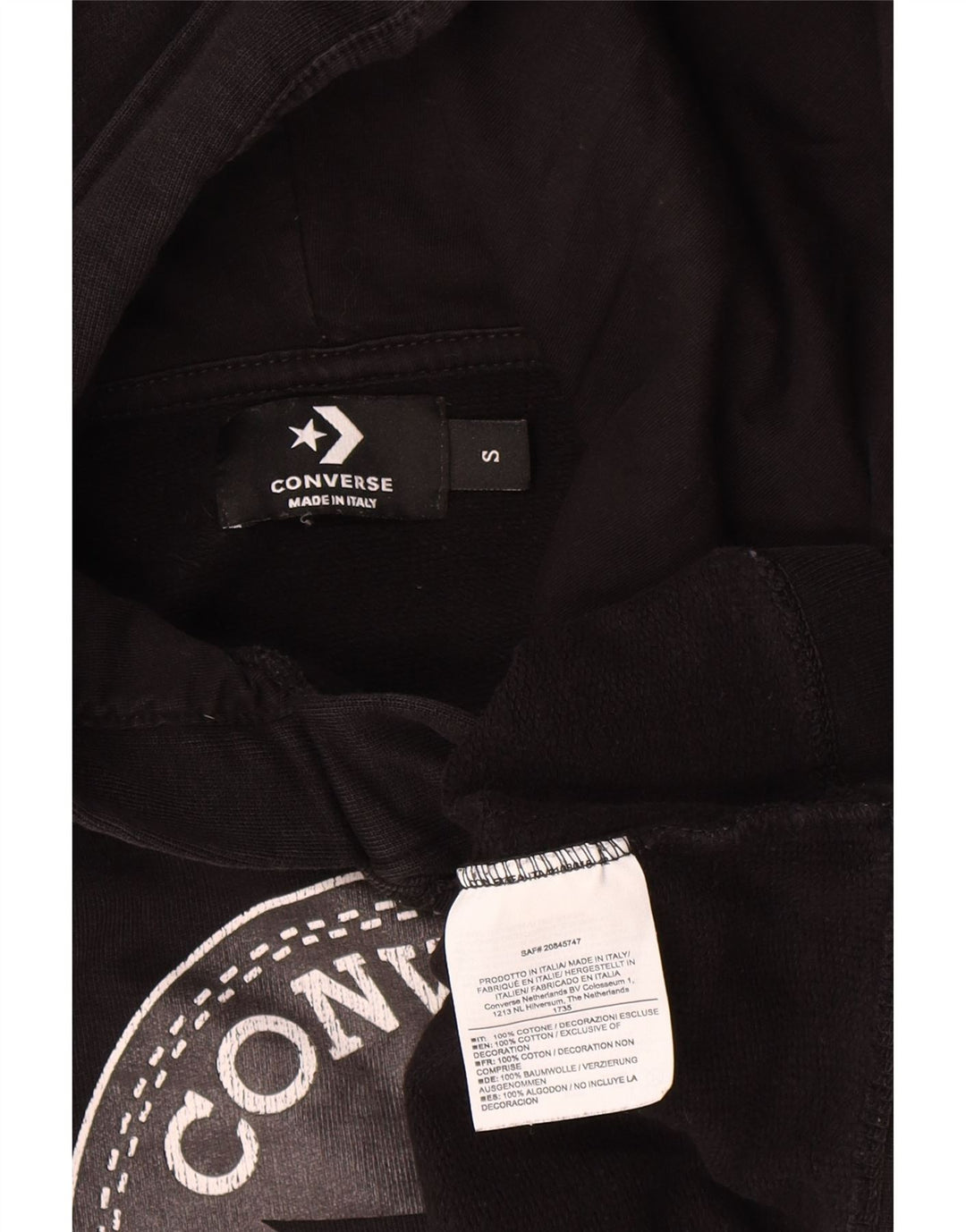 Maglione con cappuccio grafico oversize da donna Converse UK 10 Small Nero