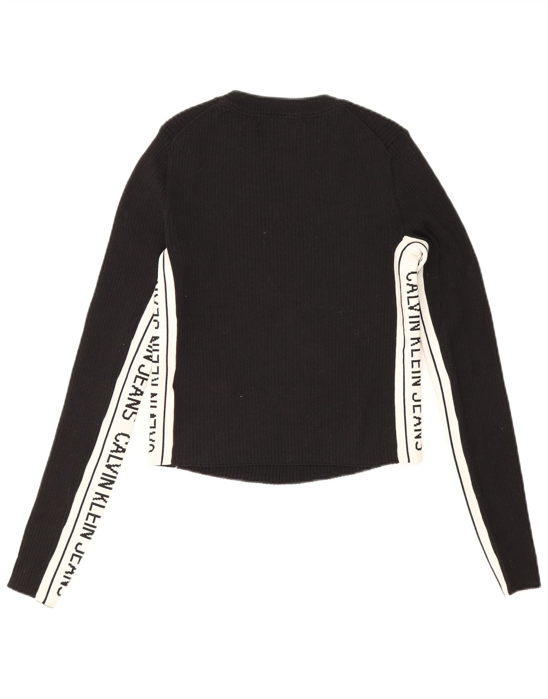 Top grafico da donna Calvin Klein a maniche lunghe UK 10 Small Black Colourblock