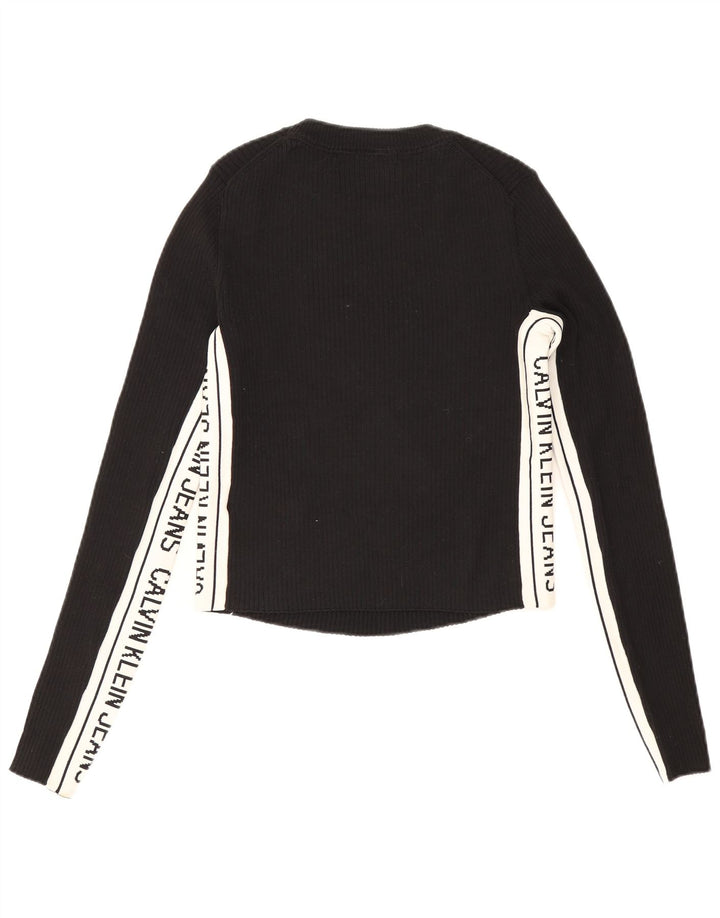 Top grafico da donna Calvin Klein a maniche lunghe UK 10 Small Black Colourblock