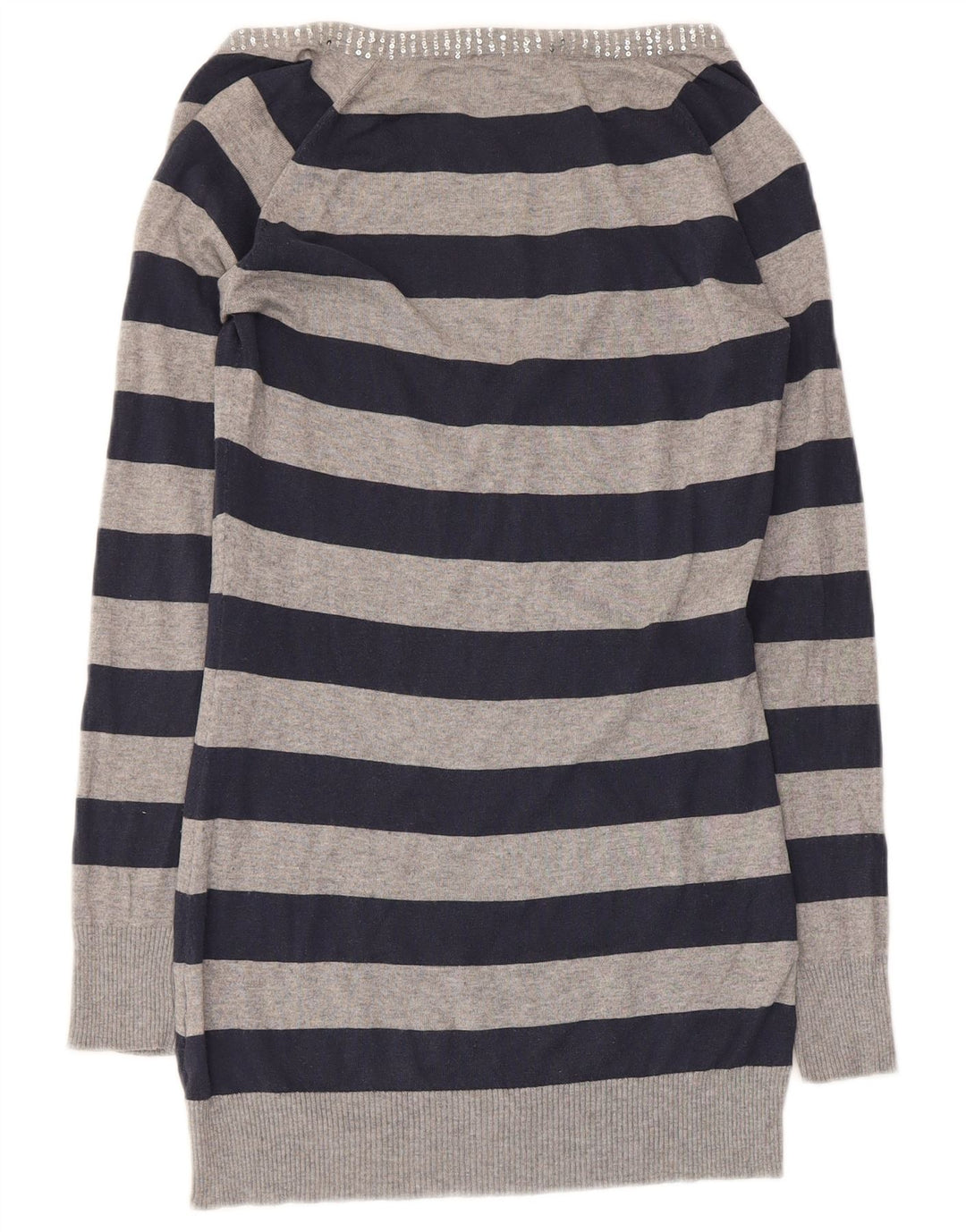 Max & Co. Maglione da donna con scollo a V UK 10 Piccolo grigio a righe