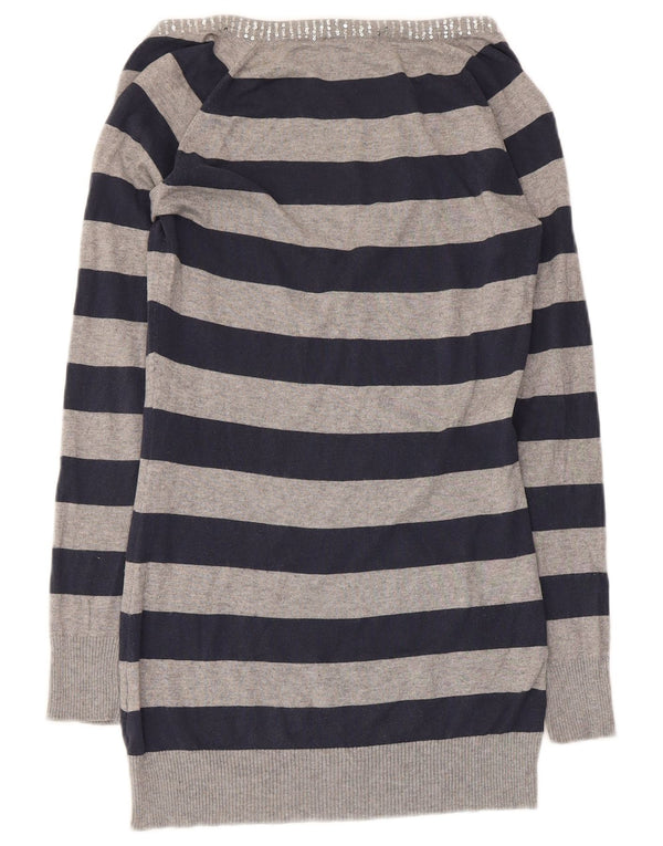 Max & Co. Maglione da donna con scollo a V UK 10 Piccolo grigio a righe