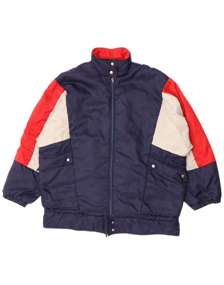 Giacca da ginnastica vintage da uomo 2XL color block blu navy