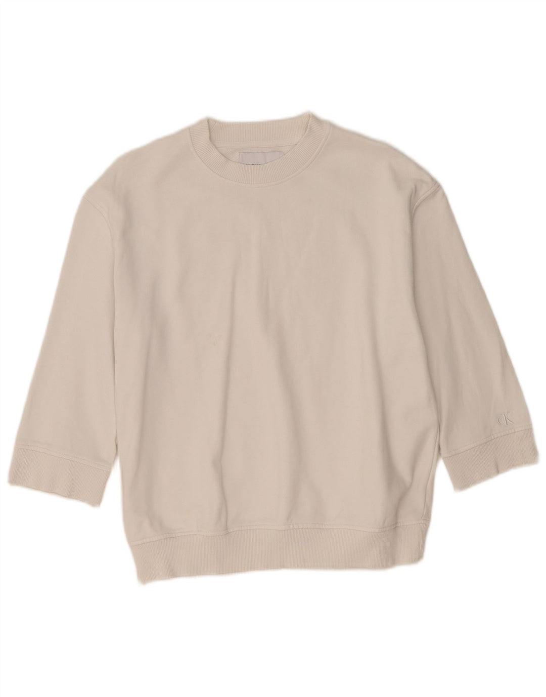 Calvin Klein Jeans Donna Felpa con maniche a 3/4 Maglione UK 14 Medio Bianco