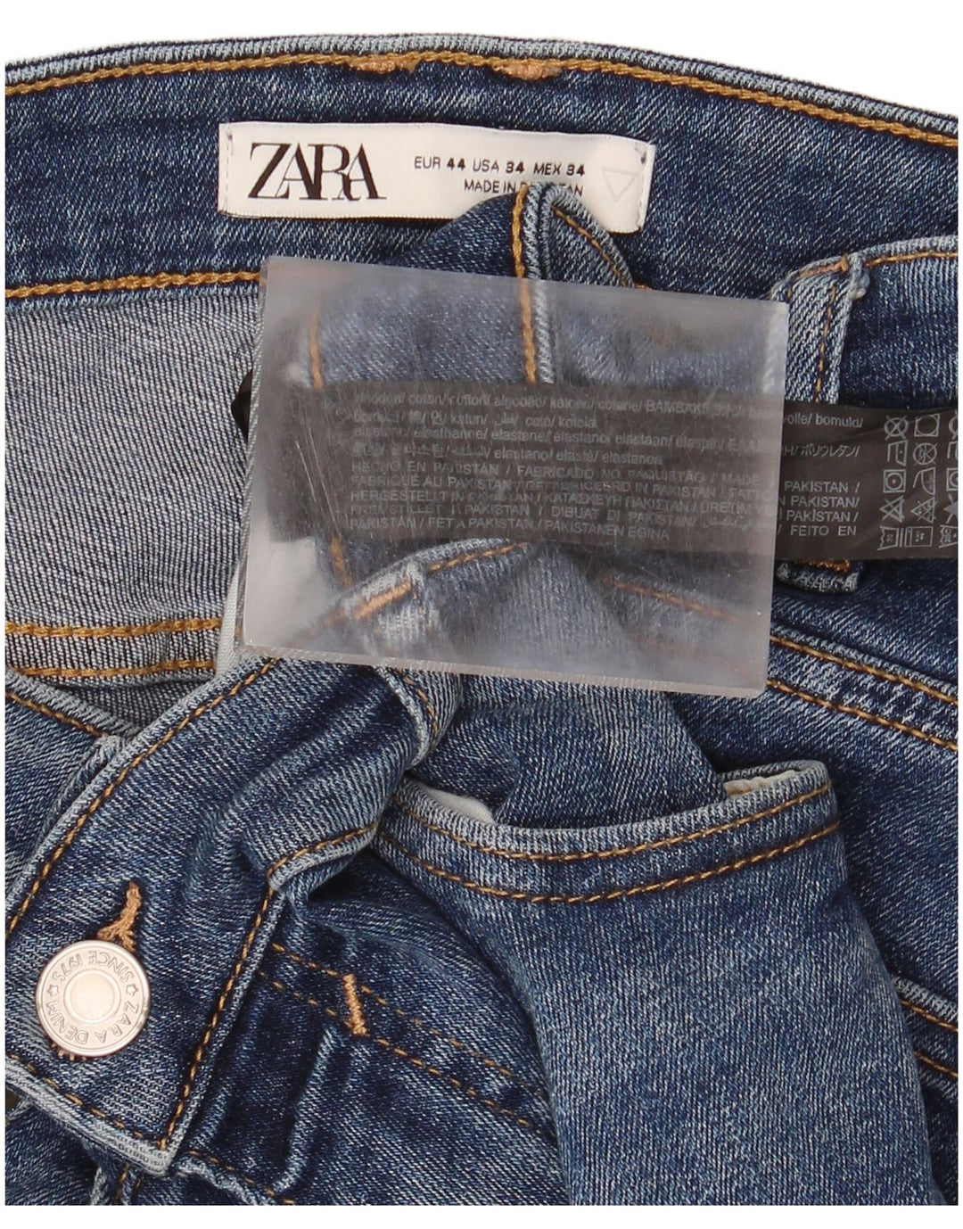 Jeans slim da uomo Zara EU 44 Large W34 L30 cotone blu