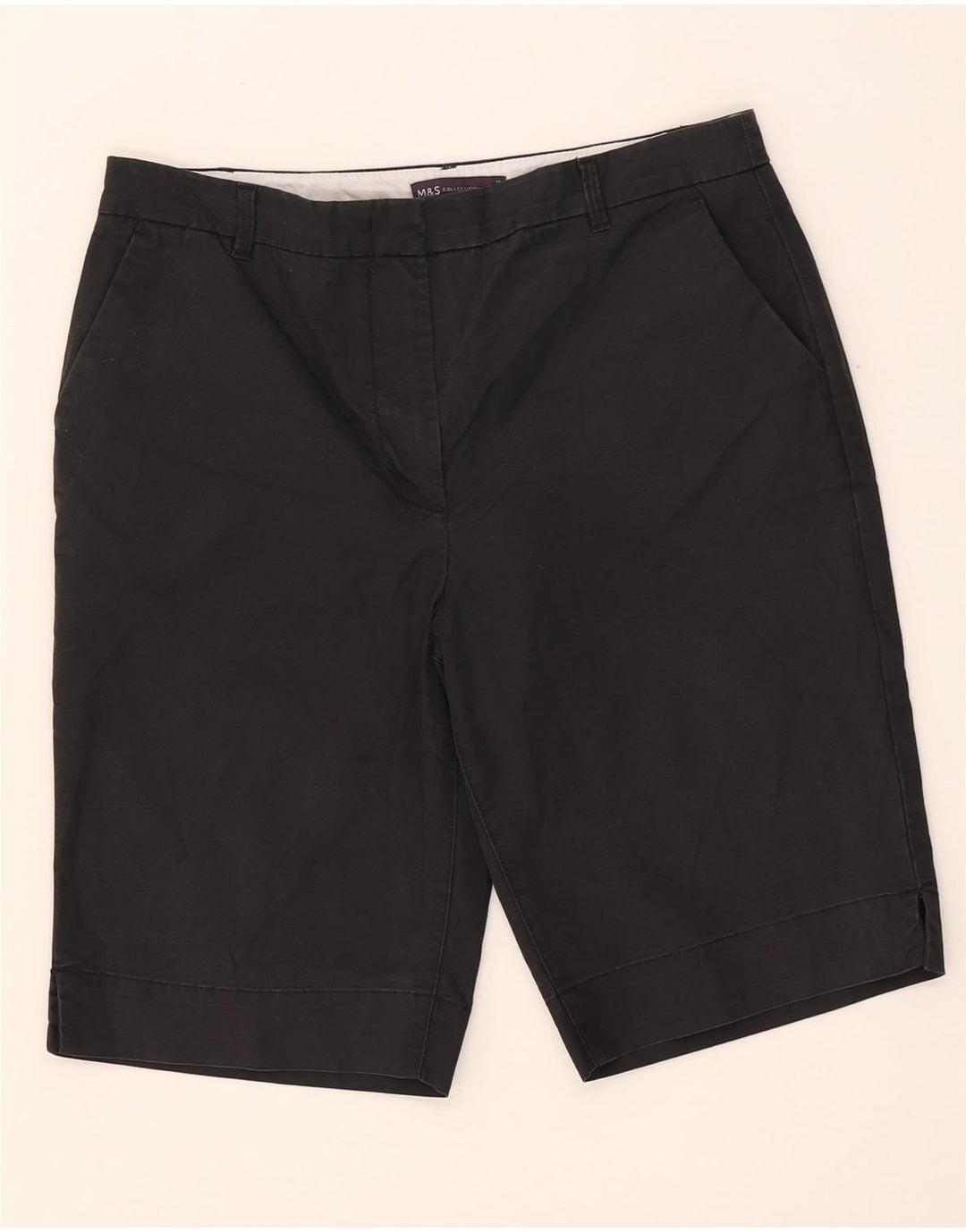 Pantaloncini chino da donna Marks & Spencer UK 12 medi W32 cotone nero