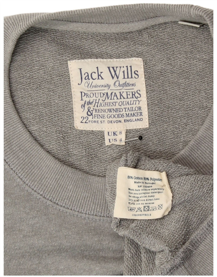 Felpa oversize grafica da donna Jack Wills UK 8 piccola grigia