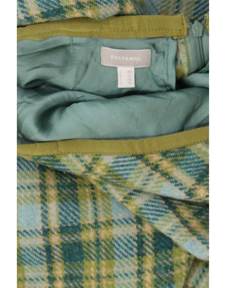 Gonna a trapezio da donna Stefanel IT 40 piccola W28 a quadri verdi