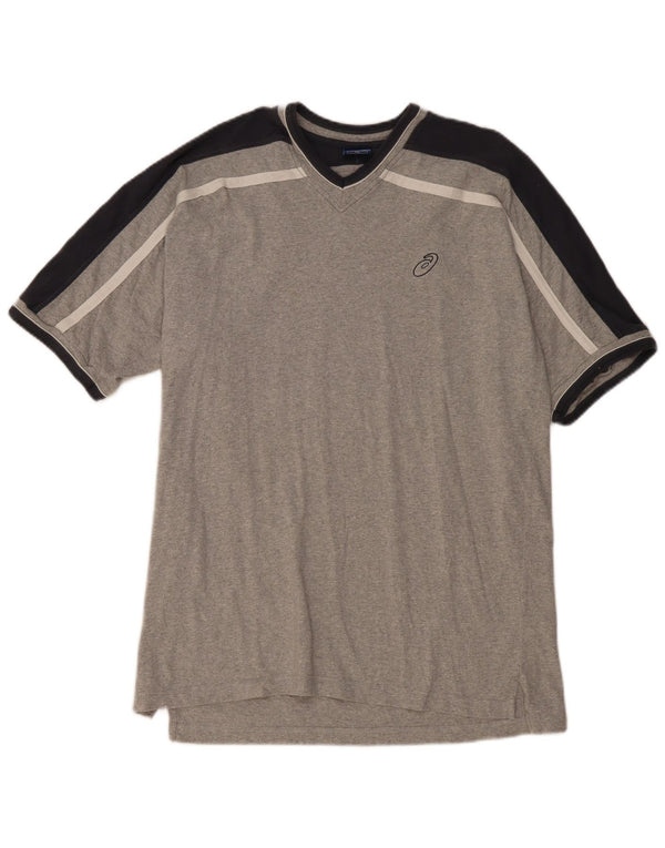 ASICS Mens T-Shirt Top XL Grey Colourblock Cotton