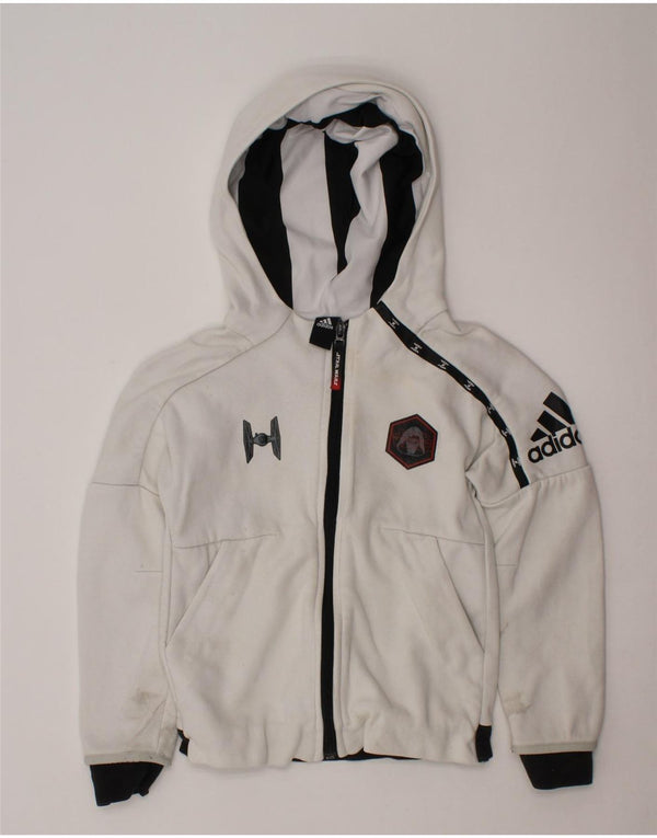 Maglione con cappuccio e zip ADIDAS per ragazzi Star Wars 3-4 anni, color block bianco