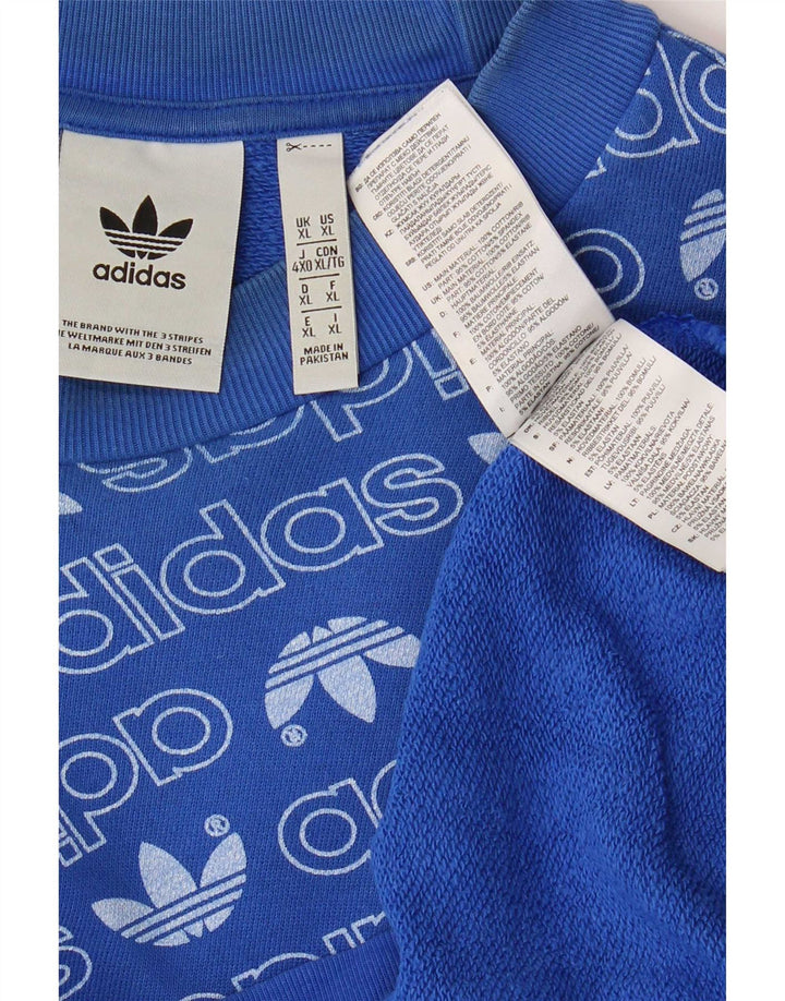 Felpa grafica da uomo Adidas Jumper XL in cotone blu