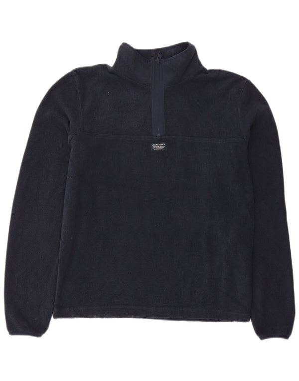 Maglione in pile da uomo Jack & Jones con zip e collo piccolo in poliestere blu navy