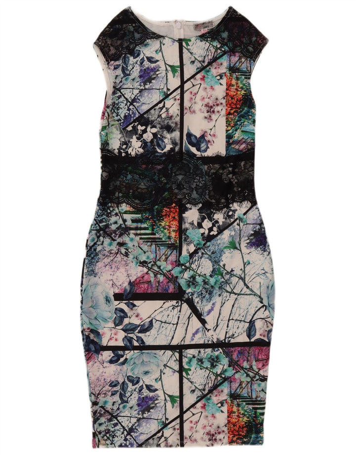 Abito aderente grafico da donna Lipsy UK 10 Piccolo poliestere multicolore