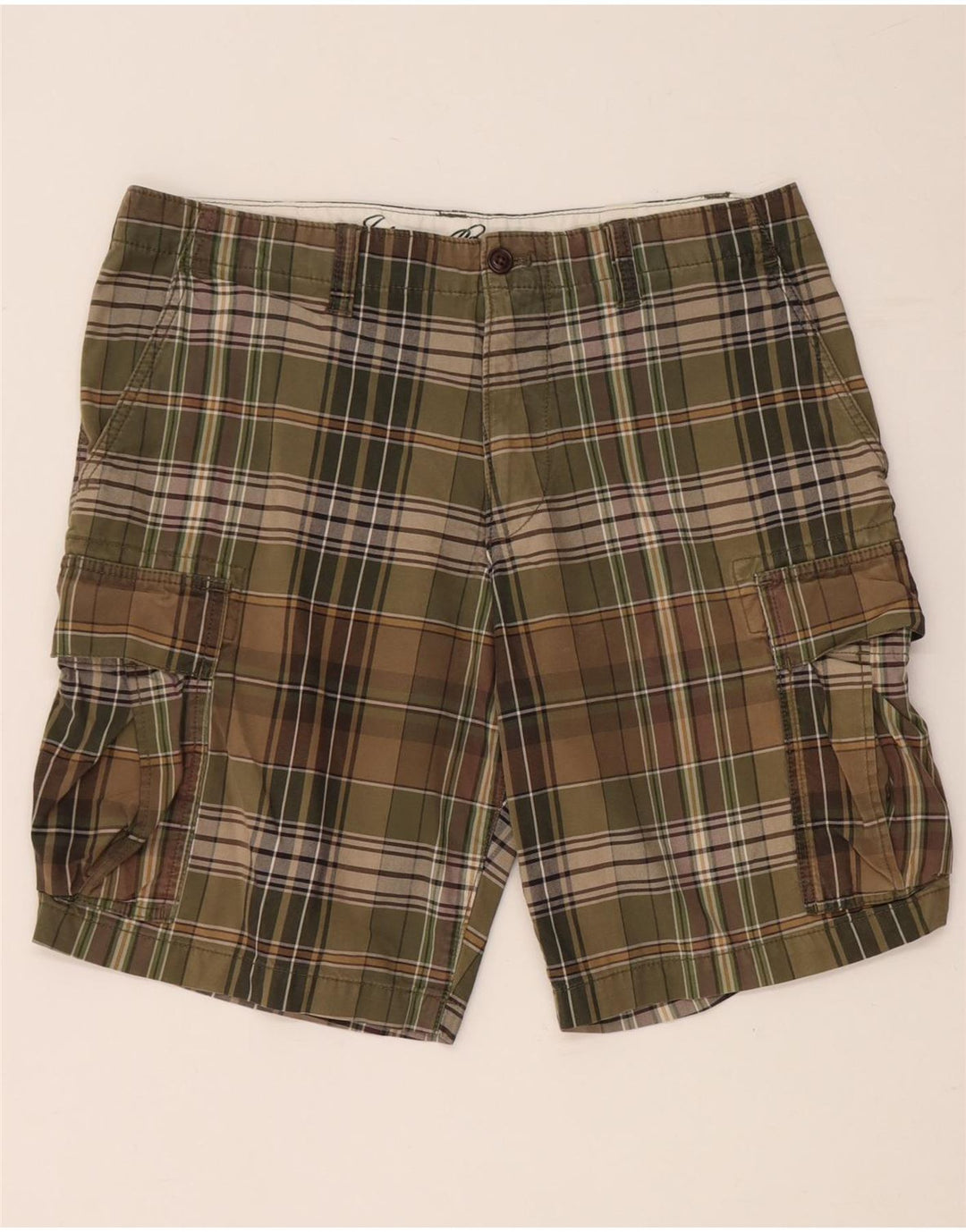 Pantaloncini cargo da uomo EDDIE BAUER W35 grandi in cotone a quadri kaki