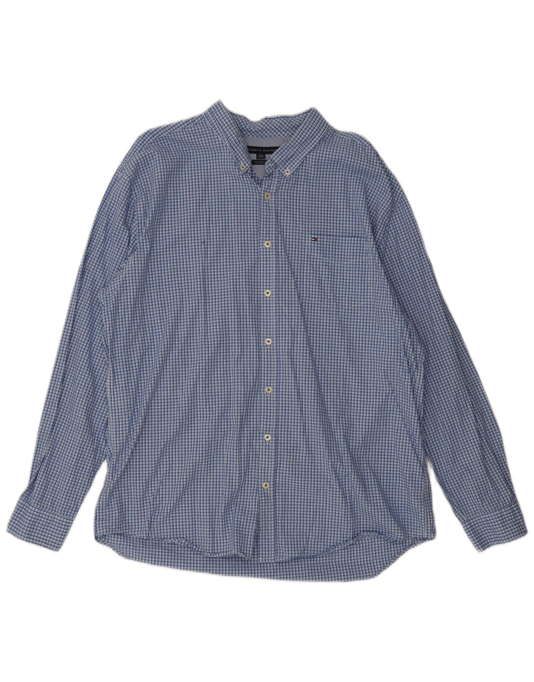 Camicia da uomo su misura Tommy Hilfiger 2XL cotone a quadri blu