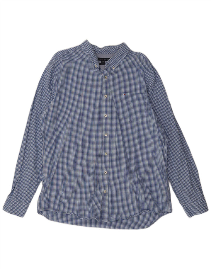 Camicia da uomo su misura Tommy Hilfiger 2XL cotone a quadri blu