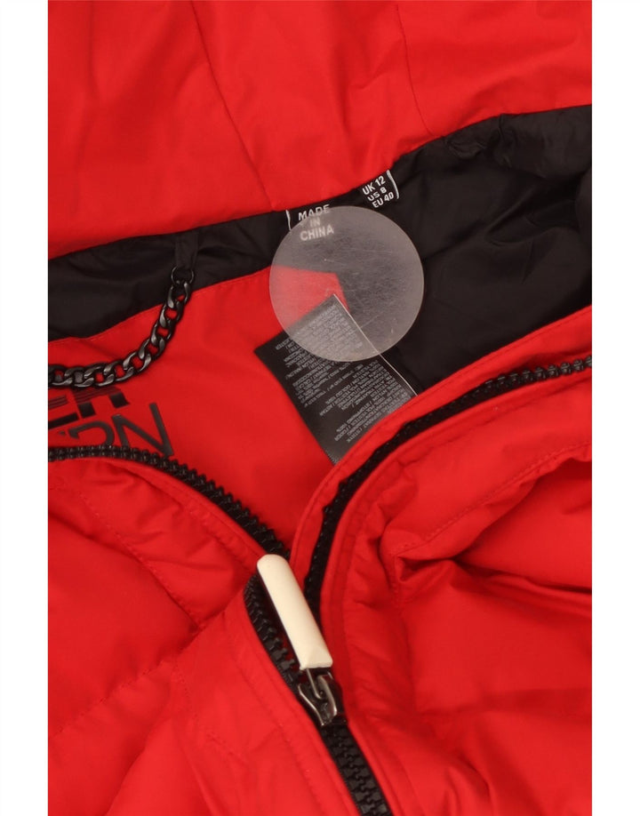Giacca imbottita con cappuccio da donna Superdry UK 12 nylon rosso medio