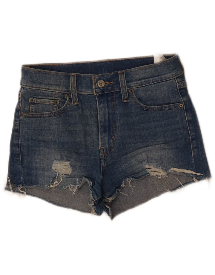 LEVI'S Pantaloncini di jeans invecchiati 501 da donna W24 XS Blu Cotone