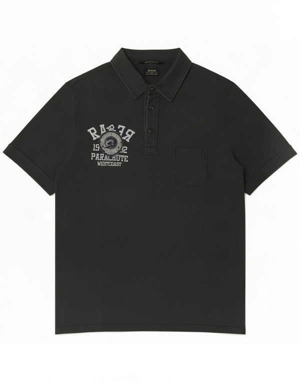 Rara polo da rugby grafica da uomo grande in cotone grigio