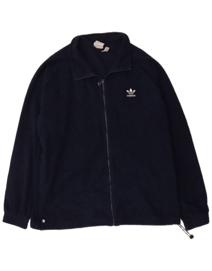 Giacca in pile grafica da uomo ADIDAS UK 42 XL poliestere blu navy