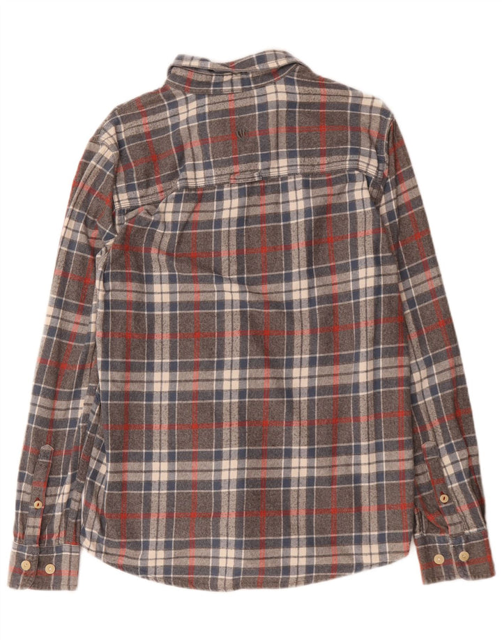Camicia in flanella da uomo Fat Face piccola in cotone scozzese grigio