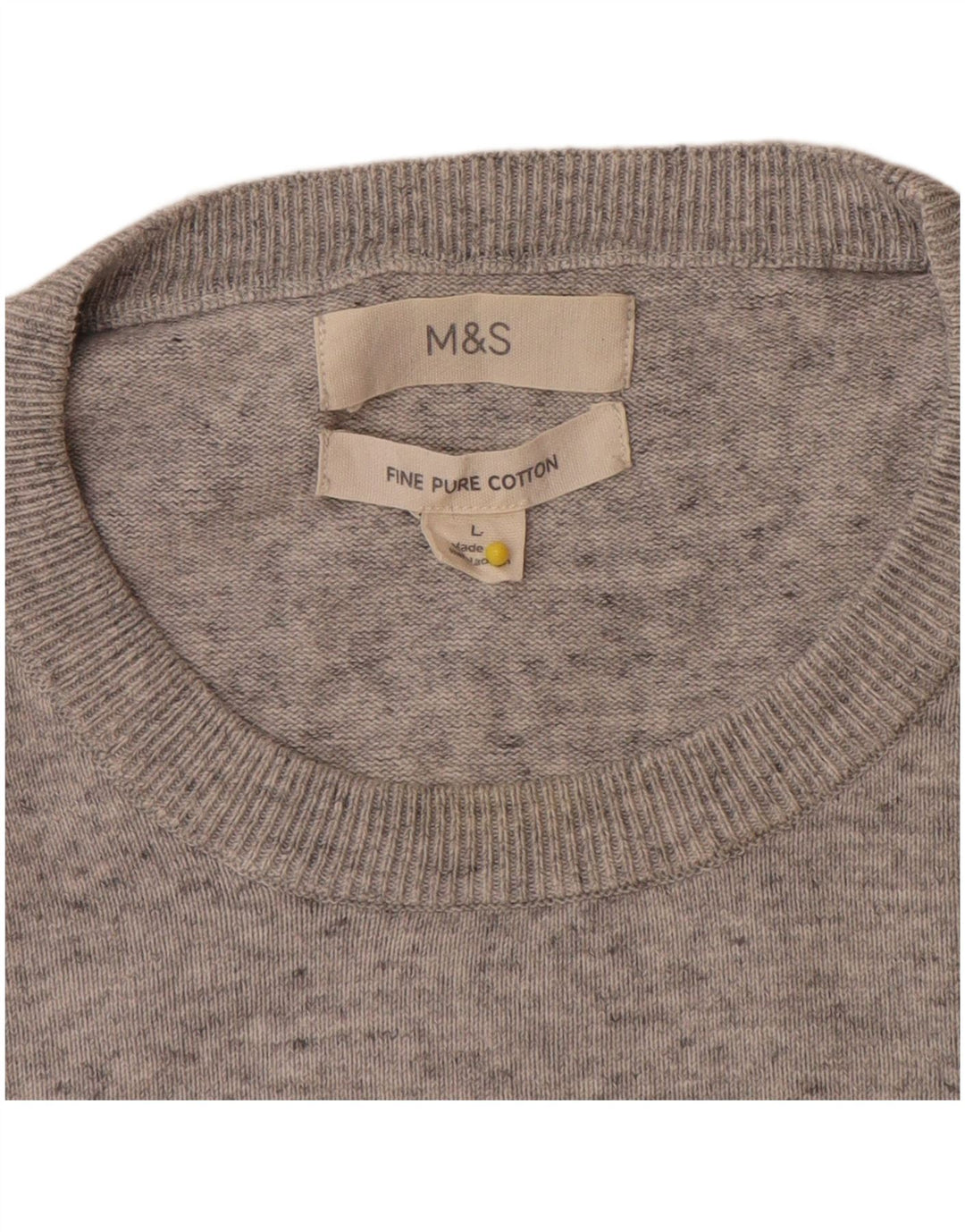 Maglione maglione girocollo da uomo Marks & Spencer grande cotone chiazzato grigio
