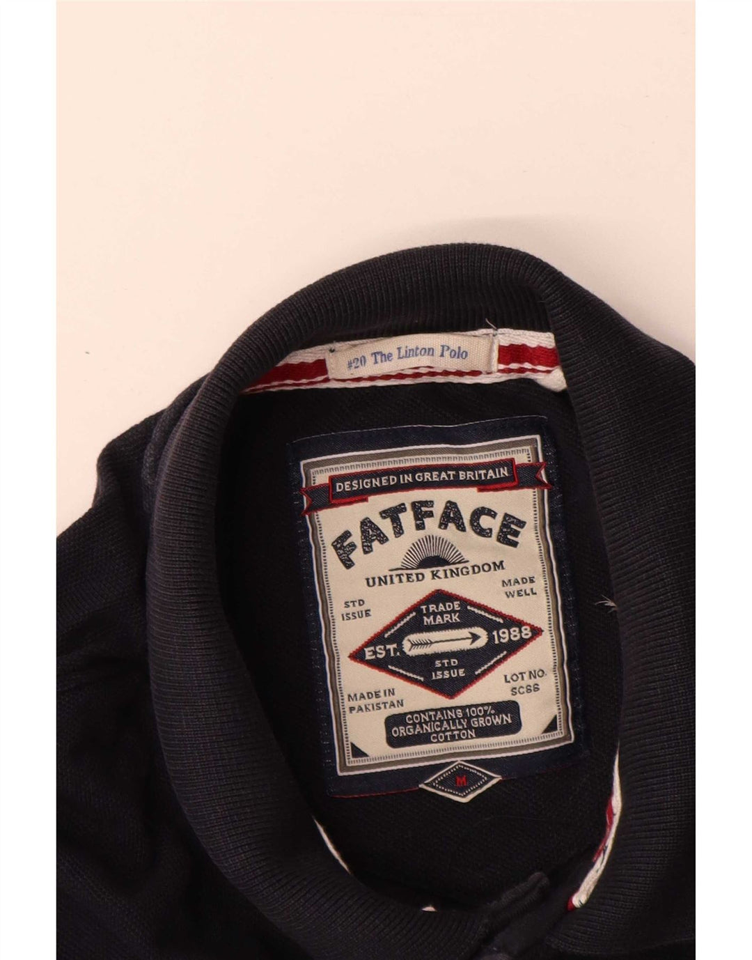 Polo da uomo a maniche lunghe Fat Face in cotone blu navy medio