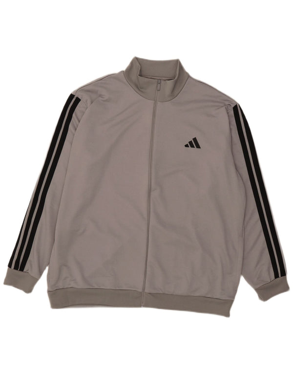 Giacca da tuta da uomo Adidas 2XL in poliestere grigio