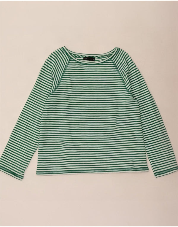 Marks & Spencer Top da donna a maniche lunghe UK 18 XL Cotone a righe verdi