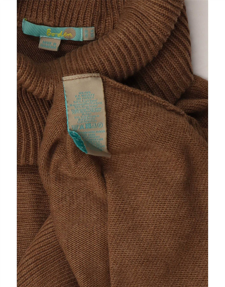 Maglione maglione oversize da donna Boden con collo alto UK 10 piccolo cotone marrone