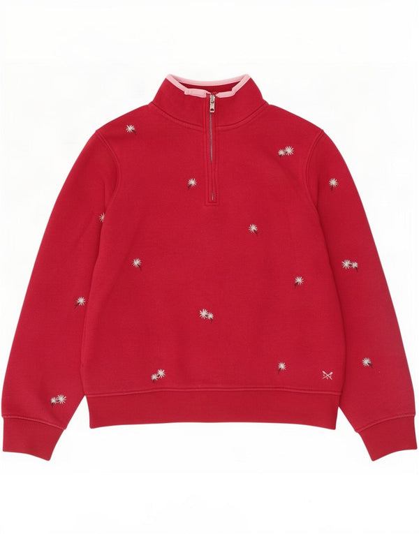 Crew Clothing Felpa da donna con collo con zip Maglione UK 12 Rosa medio floreale