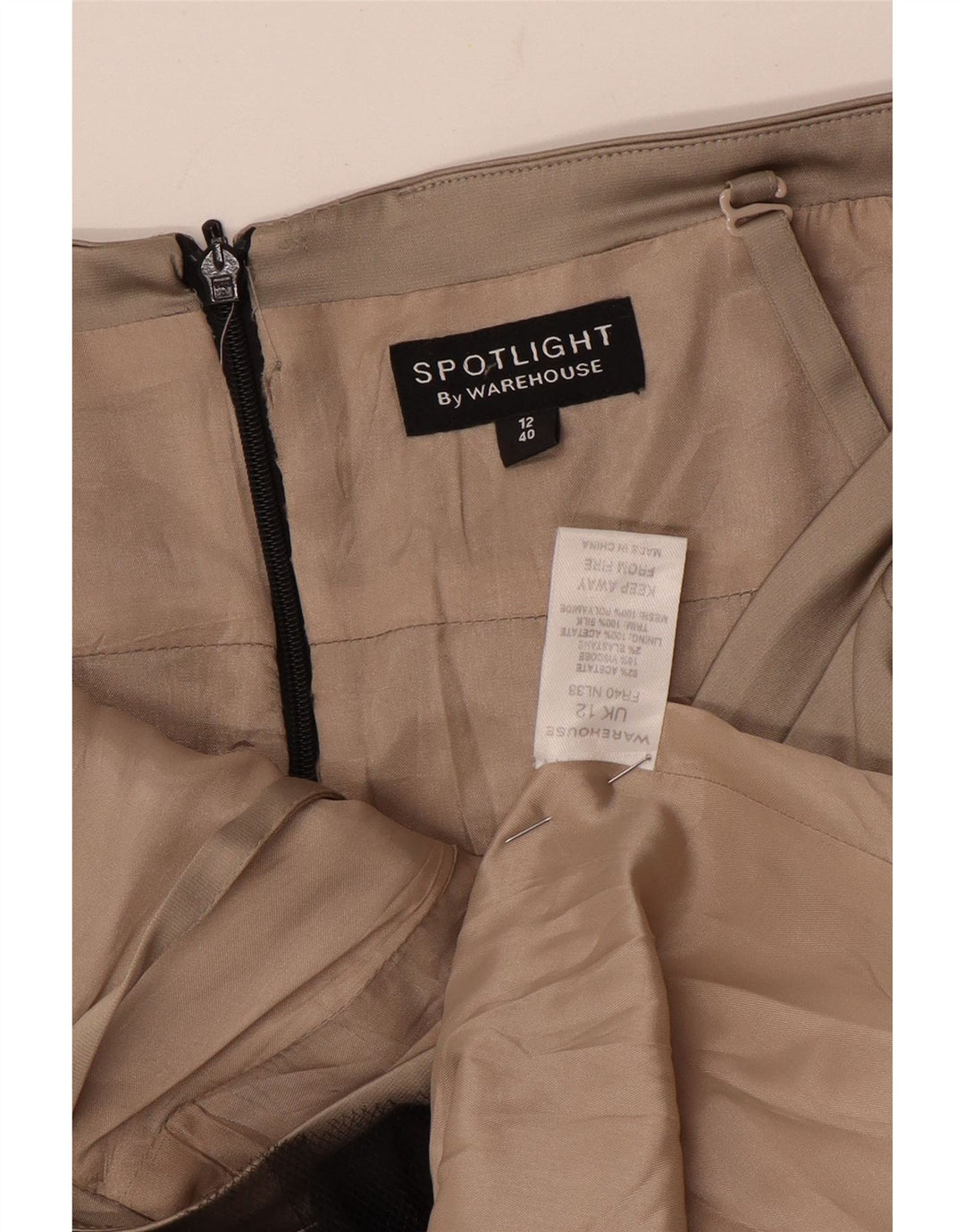 Abito senza spalline da donna Warehouse UK 12 Acetato floreale beige medio