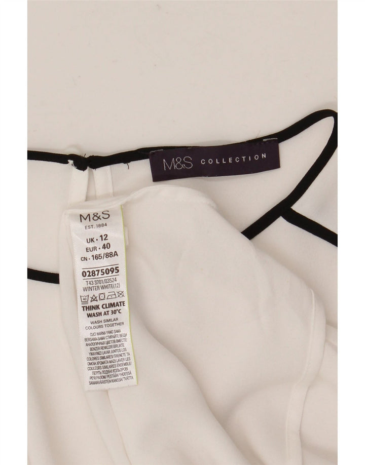 Camicetta a maniche lunghe da donna Marks & Spencer UK 12 Poliestere bianco medio