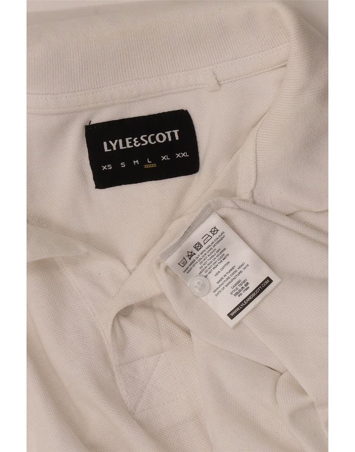 Polo da uomo Lyle & Scott grande in cotone a righe bianche