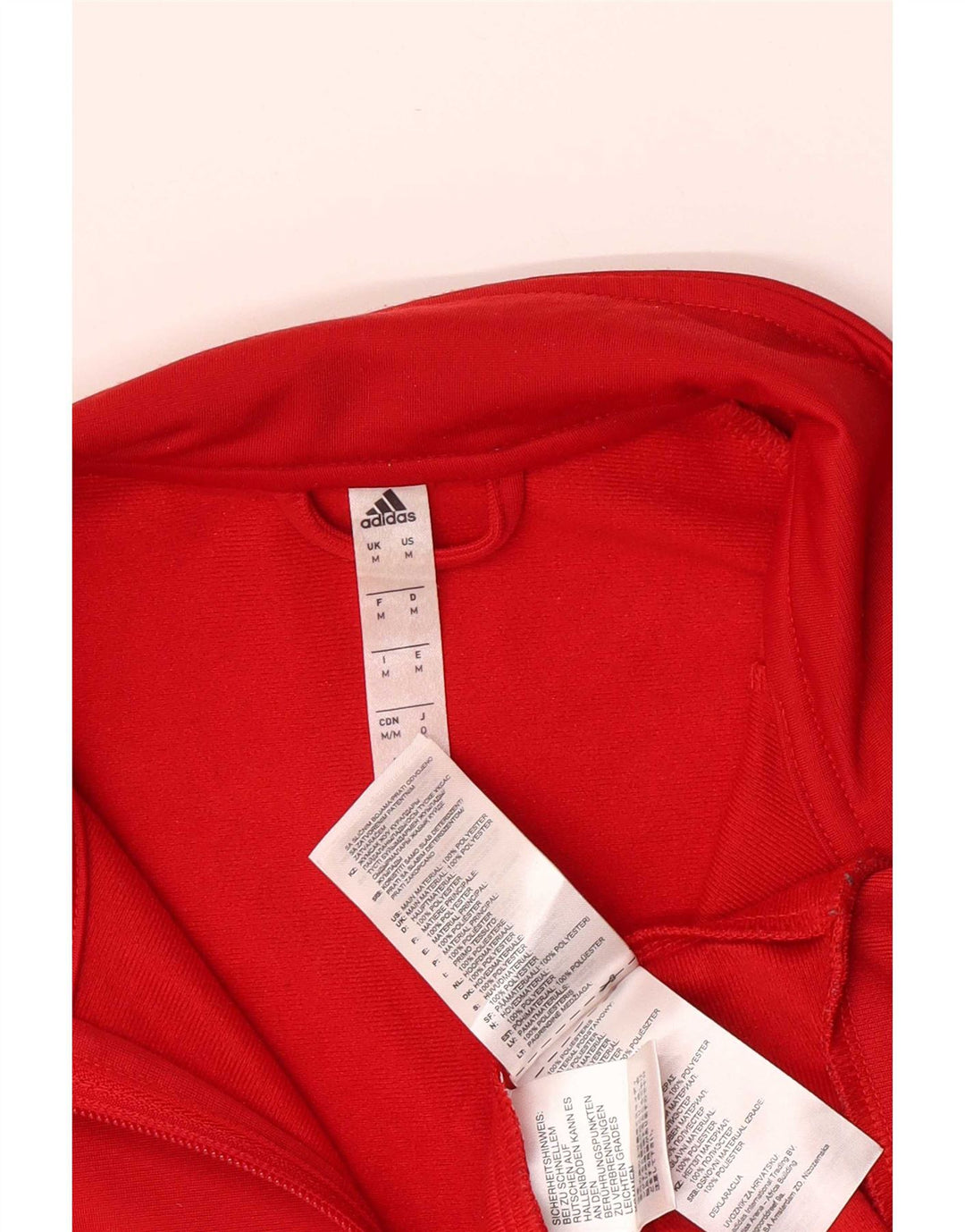 Giacca superiore della tuta da uomo Adidas in poliestere rosso medio
