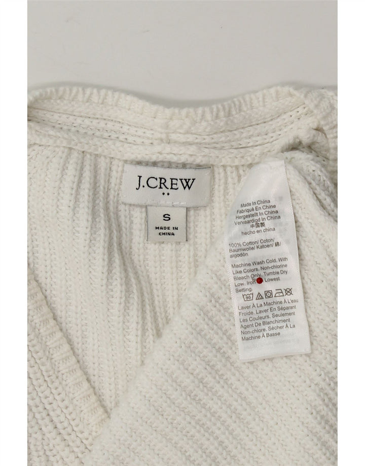 J. CREW Womens V-Neck Jumper Sweater UK 10 Small White Cotton Vintage J. Crew and Second-Hand J. Crew from Messina Hembry 