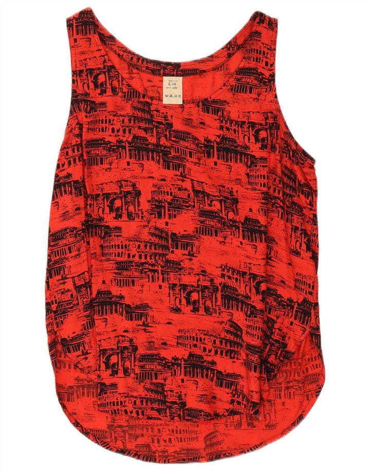 Set da 2 pezzi oversize con grafica vintage da donna IT 46 grande in viscosa rossa
