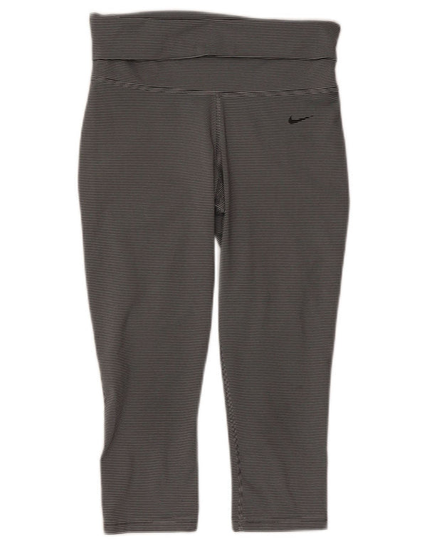 Leggings Nike Dri Fit Capri da donna UK 8 piccolo poliestere a righe grigie