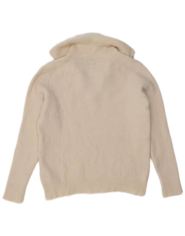 Massimo Dutti Maglione da donna con collo a polo da donna UK 14 Lana bianco sporco medio