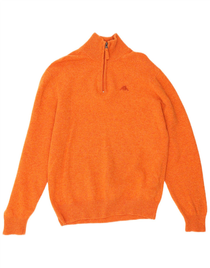 Maglione Kappa da uomo con zip e collo in lana arancione medio