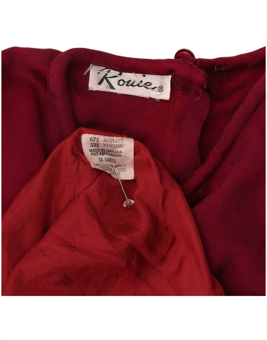 Abito maxi a maniche lunghe da donna Rouie UK 12 Acetato rosso medio
