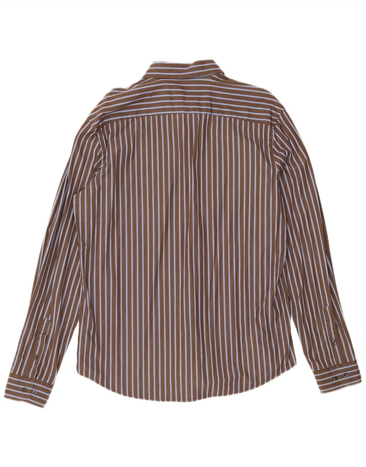 Camicia da uomo Lacoste taglia 43 grande cotone gessato marrone