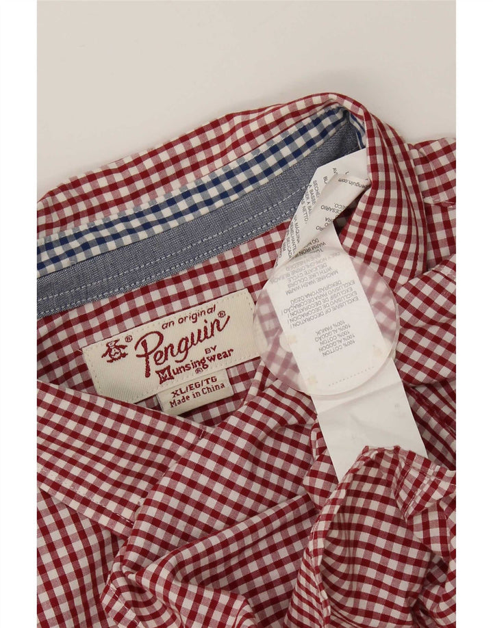 Camicia da uomo Penguin XL in cotone a quadretti rossi