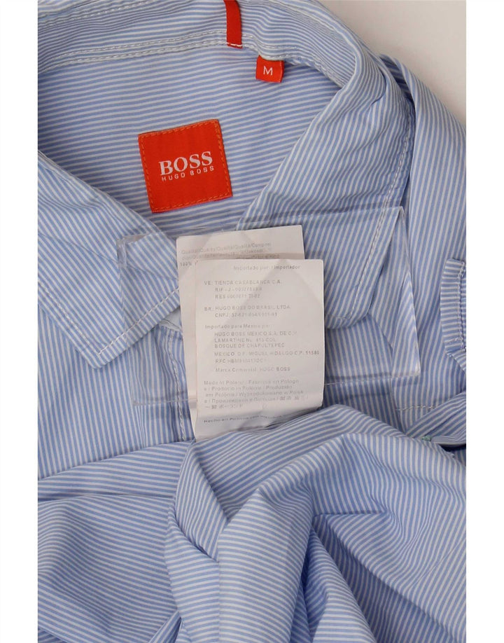 Camicia da uomo Hugo Boss in cotone gessato blu medio