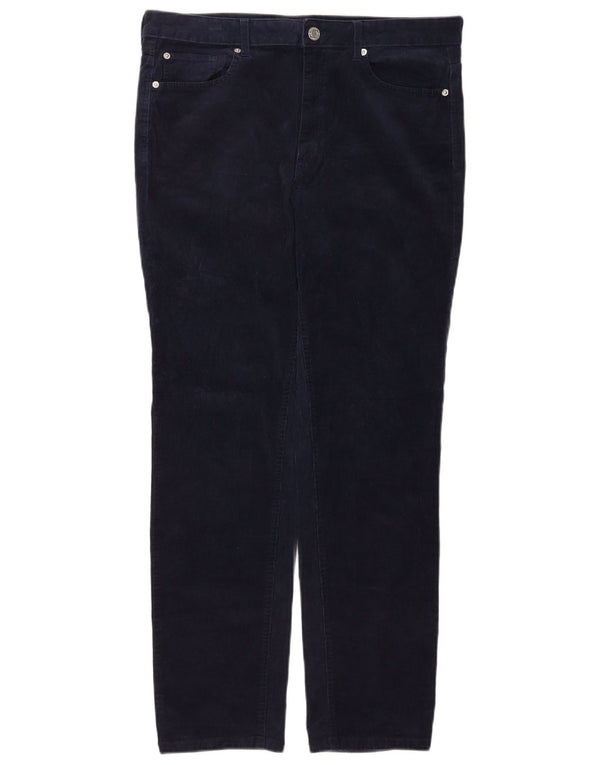 Pantaloni slim in velluto a coste da donna Marks & Spencer UK 16 Large W34 L28 Blu navy